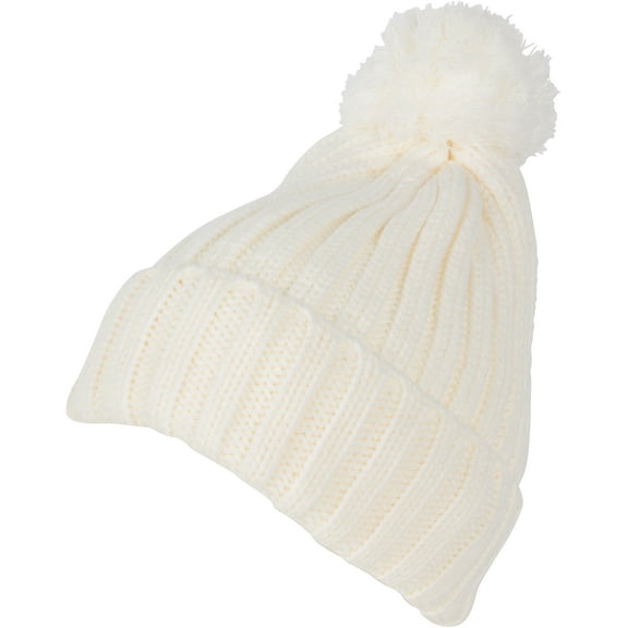 Sakkas Makena Unisex Pom Pom Solid Color Winter Beanie Cap - Cream - OS