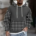 thumbnail image 2 of Lorytime Men's Hoodies Fleece Plaid Streetwear Sweatshirt Long Sleeve Drawstring Pullover with Pocket Tops Black M, 2 of 5