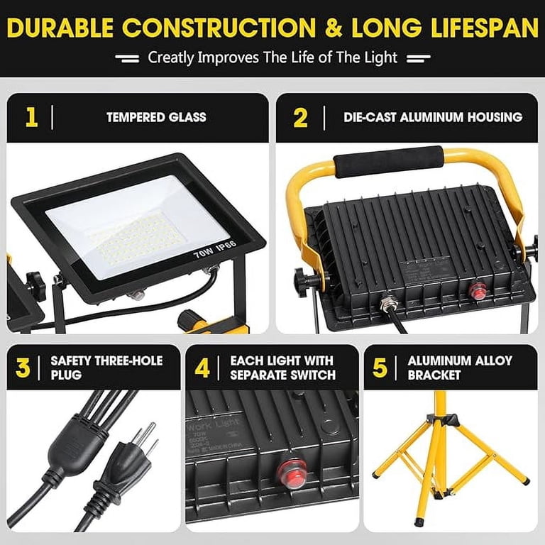 21000 Lumen Led Tripod Work Light with 3 Adjustable Heads photo 3