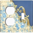thumbnail image 4 of Metal Light Switch Plate Cover Blue Floral Damask Frame Honeycomb Trim DAM058, 4 of 13