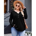 thumbnail image 3 of Zeagoo Womens Plus Size Long Sleeve Shirts Fall Tunic Top V-neck T-Shirt Button Up Dressy Casual Blouse, 3 of 6