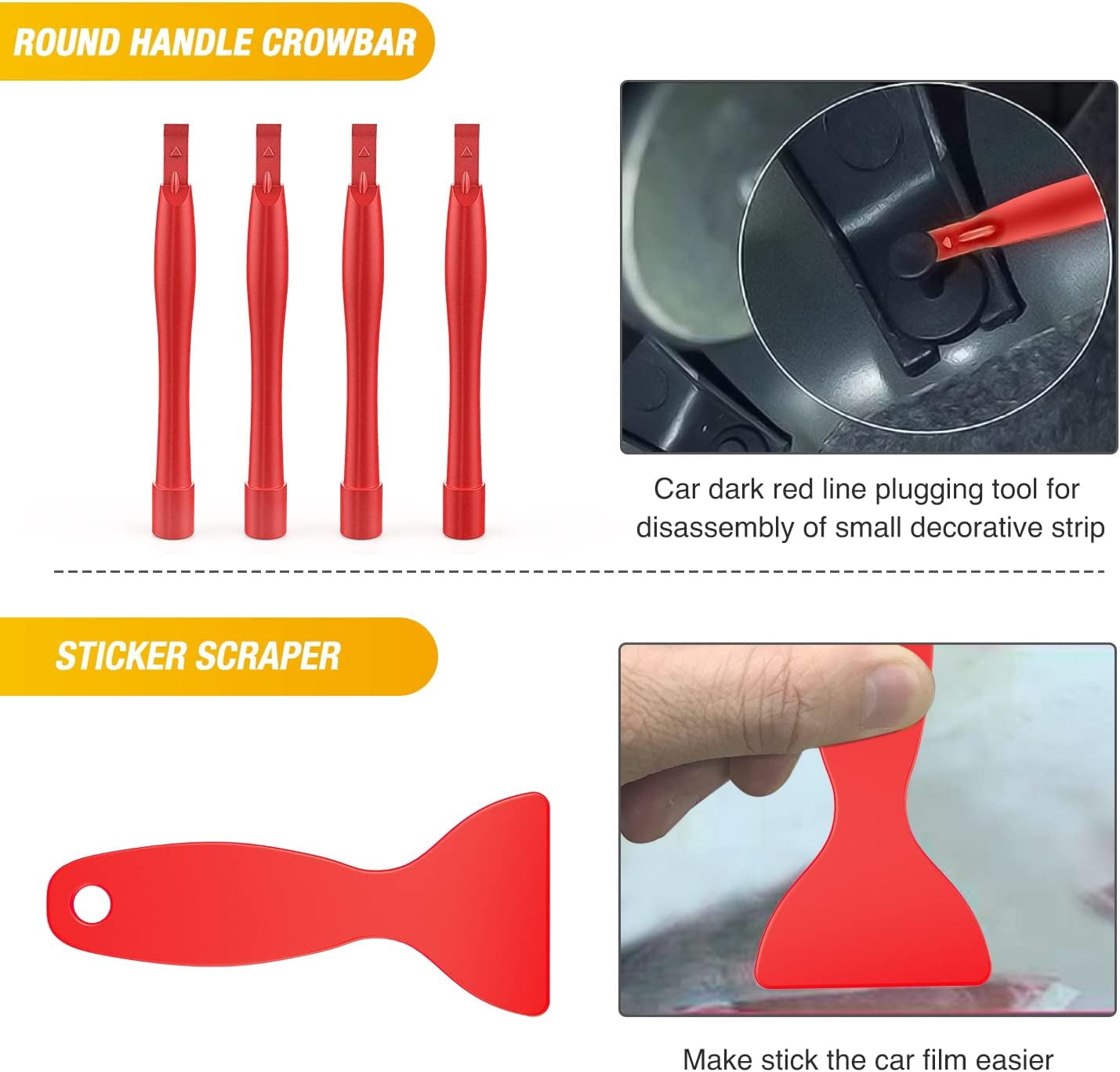 GOOACC 102Pcs, Auto Terminal Removal Tool, Auto Clip Pliers Stereo Removal Tools, Car Upholstery Repair Removal Kit,Precision Hook and Pick Set, Round Handle Crowbar