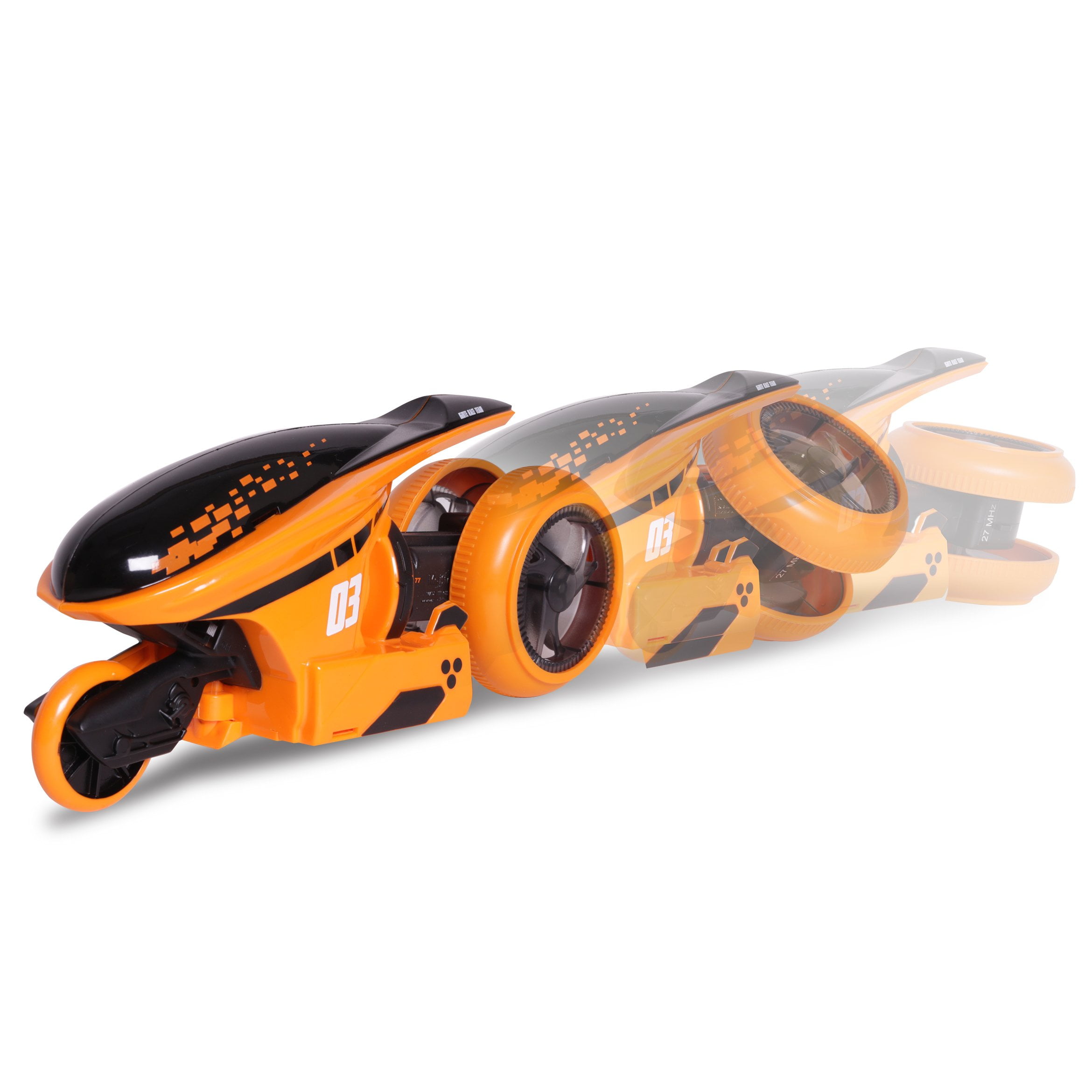 MAISTO TECH RC Cyklone 360° Moto radiocommandée Roue inclinable couleur orange Piles non incluses