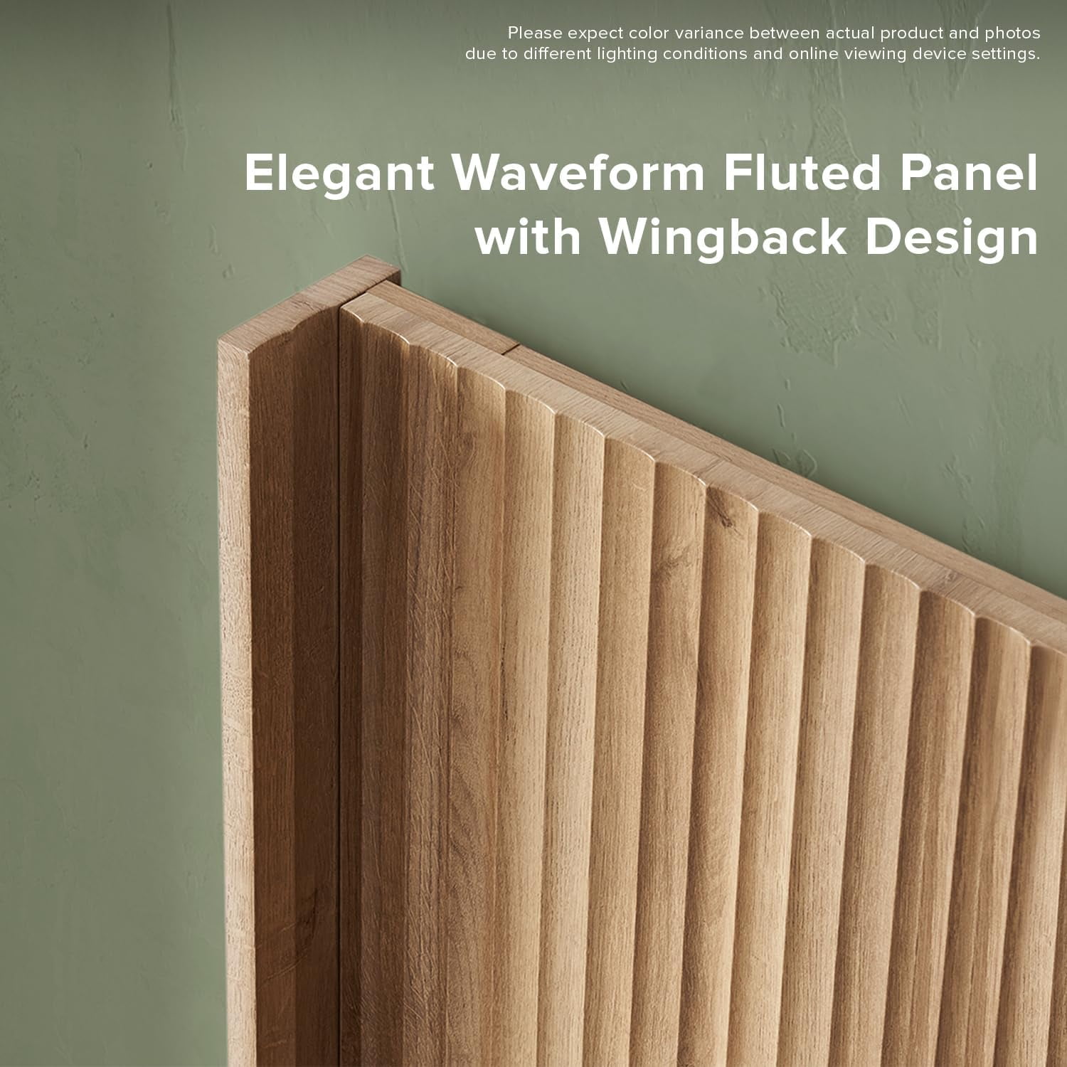 mopio Brooklyn King Size Oak Headboard, 80.8" Wide Headboard Only, Wood Headboard, Modern Farmhouse, Boho, Wall Mount, Fluted Panel, Wingback Design