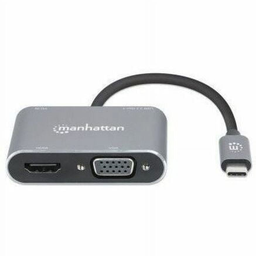 Manhattan USB-C to HDMI & VGA 4-in-1 Docking Converter with Power Delivery