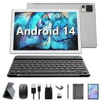 2 in 1 tablet with keyboard Case Mouse Stylus Pen, Android 14 tablet,10.1 inch Wifi 6 Tablet , 6000mah Battery 8GB 64GB, Octa-Core Processor Work tablet, GPS Dual WIFI
