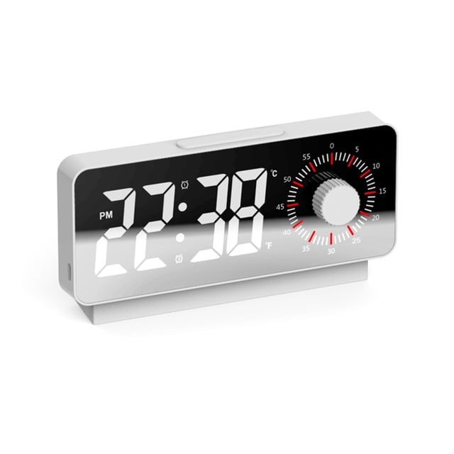 LCXmlly Hat Storage Hook Colorful Light Dual Alarm Clock Adjust Brightness Display Mirror Sunrise Wakeup Light Ambient Home Use