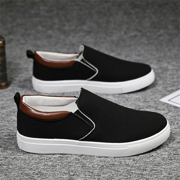 Adult Men Shoes Mens Casual Slip on Shoes Size 11 Mens Fashion Solid Color Canvas Flat Bottom Comfortable Running Casual Shoes Male Shoes Black 11.5