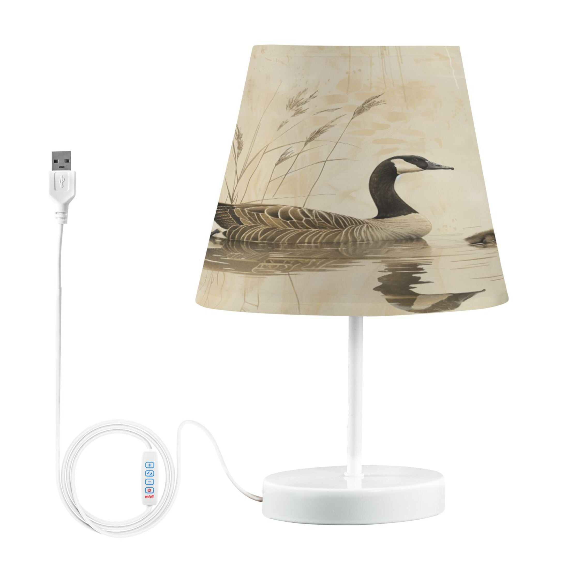 LED Desk Lamp Elegant Goose with Goslings Swimming Table Nightstand Lamps with 3 Color Temperatures for Home Bedroom Living Room Decor 6x11