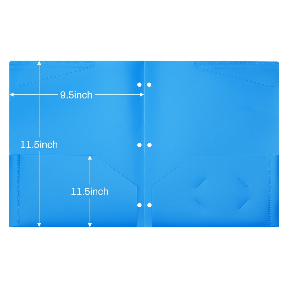 MoKo 12pcs Durable Pocket Folders, 3 Hole Punch Presentation Letter Size Plastic Folders, Multicolor