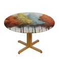 thumbnail image 3 of WYYP Colorful Trees Round Tablecloth with Elastic Edge 100% Polyester Fiber Outdoor Fitted White, 3 of 8
