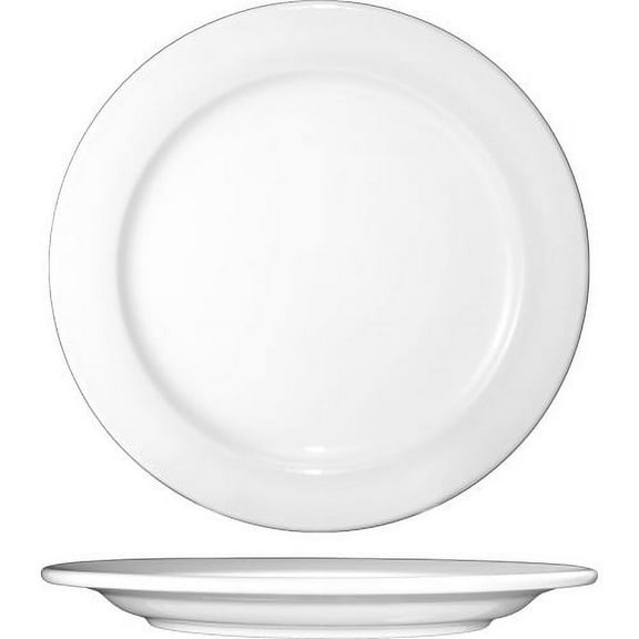 International Tableware Dover Rolled Edge Round Plate European White, 6.25" Diameter x 5/8" Height, Porcelain | 36/Case