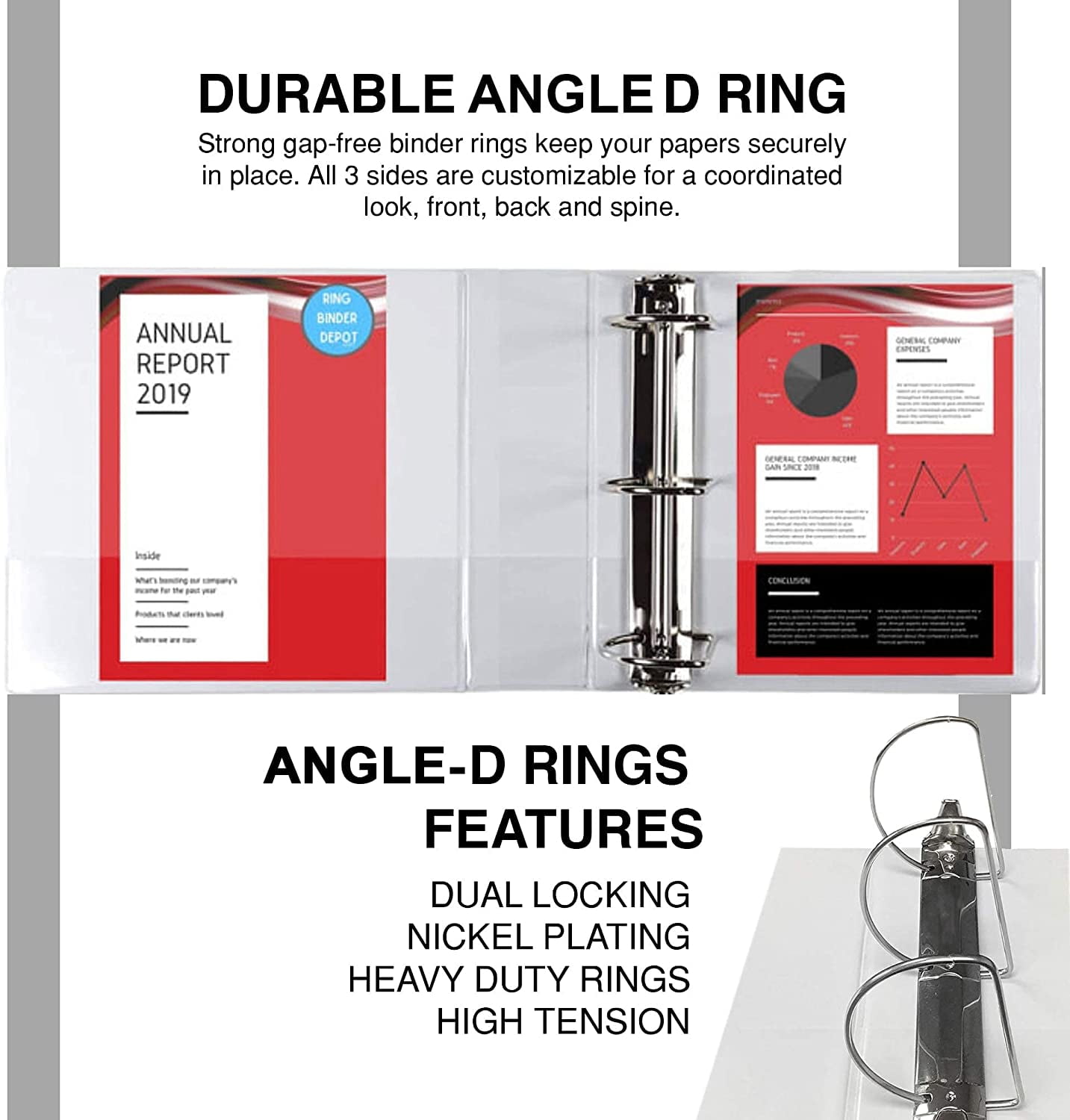 Ring Binder Depot Professional Angle D 2.5" D-Ring Binder, Letter Size, White, 2 Pack