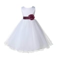 thumbnail image 2 of Ekidsbridal Girl Bridesmiad Flower Girl Dress - White Satin Tulle with Tiebow 829T-A (Size: S-12), 2 of 3