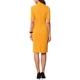 thumbnail image 3 of Vestido ajustado de mujer Inspire Chic con escote en V y mangas cortas, vestido midi bodycon amarillo para el trabajo, talla XS, 3 of 6