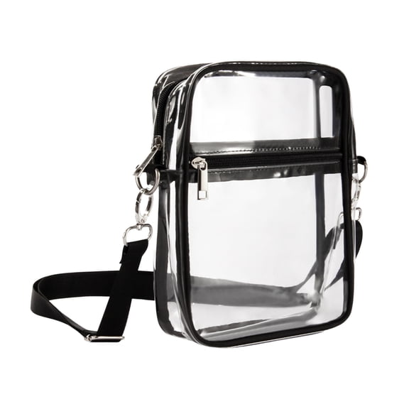 Modstep Clear Bags Stadium Approved for Women Men Concerts Events Transparent Zipper Crossbody Purse with Detachable Strap Black