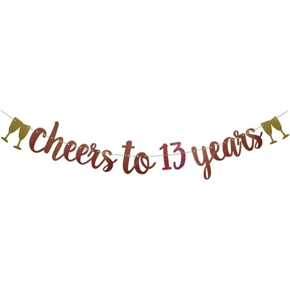 Cheers To 13 Years Banner for 13rd Wedding Anniversary 13 Years Old 13rd Birthday Party Decorations No Assembly Required Letters Rose Gold