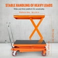 thumbnail image 3 of VEVOR Hydraulic Lift Table Cart, 770lbs Capacity 59" Lifting Height, Manual Double Scissor Lift Table with 4 Wheels and Non-slip Pad, Hydraulic Scissor Cart for Material Handling and Transportation, 3 of 9