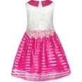 thumbnail image 3 of Girls Dress Red Blue Lace Stripe Collar Party Sundress 4, 3 of 6
