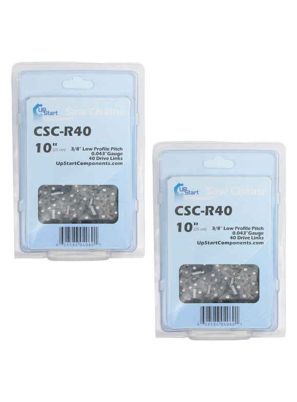 2-Pack 10-Inch Chainsaw Chain Replacement for Ryobi P540A - (10", 3/8", .043", 40 Drive Links)