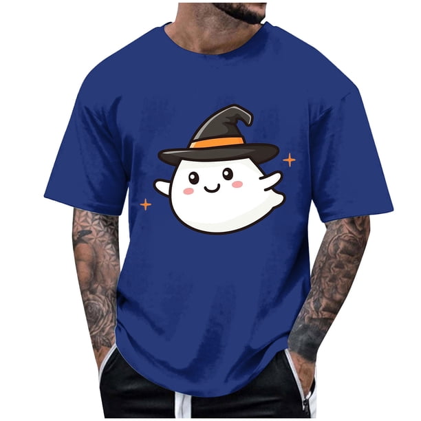 Blusas y camisas de manga corta y cuello redondo para hombre. Blusas/camisetas de manga corta con cuello redondo y estampado de Halloween para hombre. Blusa para hombre.