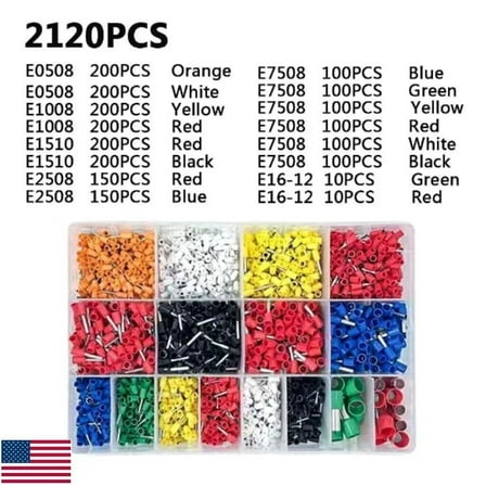 Ferrule Crimping Tool Kit Self-adjustable Ratchet Tool & 2120pcs Wire Terminals