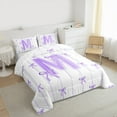 thumbnail image 3 of Castle Fairy Monogrammed Letter M 3 Pieces Queen Comforter Set for Teens Boys Girls,Kawaii Bow Ultra Soft Bedding Sets,Geometric Stripes Bedding Comforter Set,Super Cozy Room Decor, 3 of 8