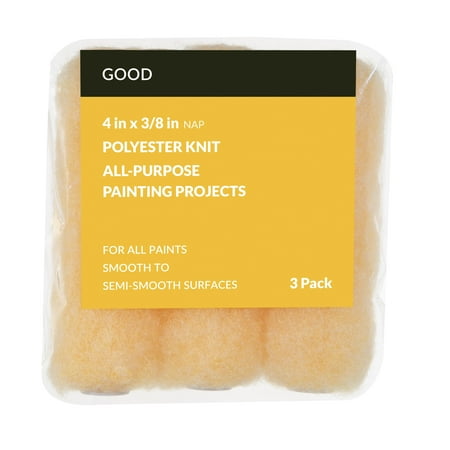 Good 4 x 3/8 in. Knit Polyester Mini Roller Cover, 3 Pack