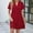 Red, variant on Women Dresses Plus Sexy Leisure Fashion Dresses New Loose V-neck Solid Short Sleeved Fashion Dresses Black Trendy Skirt Size 2XL