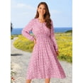 thumbnail image 4 of DARING DIVA Fall Long Sleeve Midi Floral Boho Dress XL Pink, 4 of 7