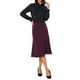 thumbnail image 2 of Faldas acampanadas de cintura alta INSPIRE CHIC para mujeres, falda midi de color sólido de negocios casual de los años 1950, XS púrpura oscuro, 2 of 6