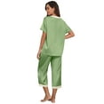 thumbnail image 5 of MINTREUS Women's Pajama Set Short Sleeved V-Neck Pajama Silk 2-Piece Set Capris Women's Satin Pajama Set Casual Clothing, 5 of 6