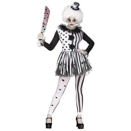 Womens Freak show Killer Clown Tutu Dress and Hat Halloween Tights Adult Costume