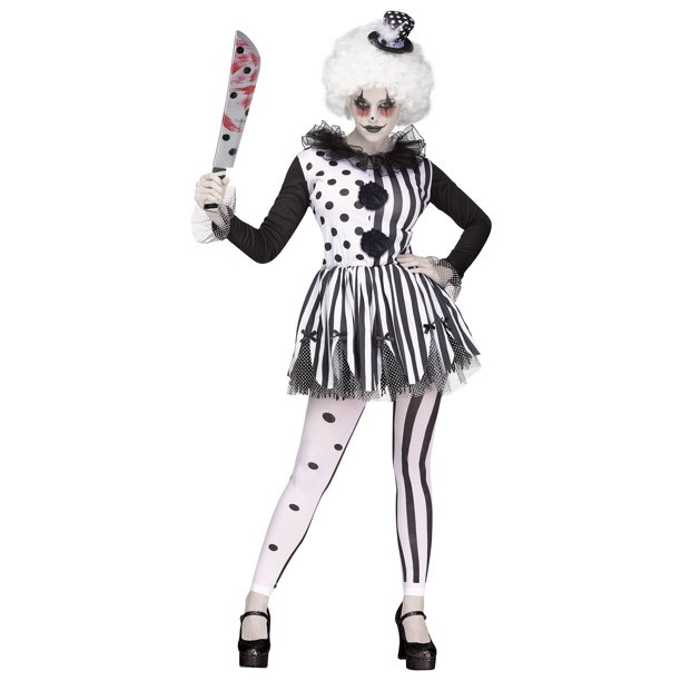 Womens Freak show Killer Clown Tutu Dress and Hat Halloween Tights ...