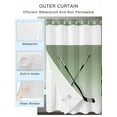 thumbnail image 2 of No Hook Cloth Fabric Shower Curtain with Snap in Liner, Sage Green White Waterproof Shower Curtains Set with See Through Top Window, Modern Ombre Sports Game Ice Hockey Bath Curtains Shower 72"x84", 2 of 6