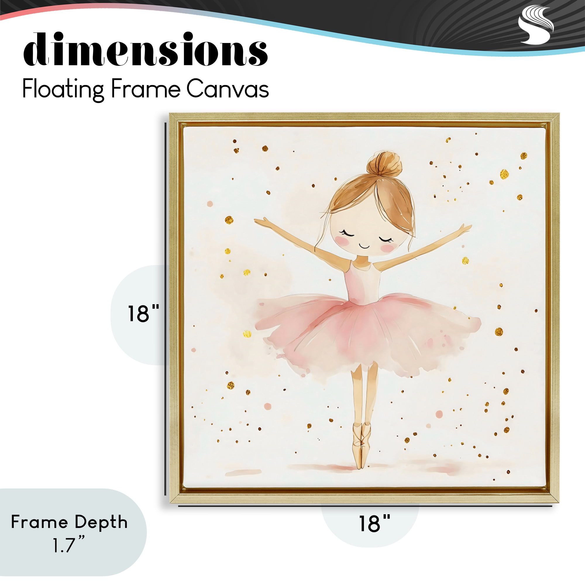 Stupell Industries Ballerina On Her Toes Gold Framed Floater Canvas Wall Art, design by Creative Studio