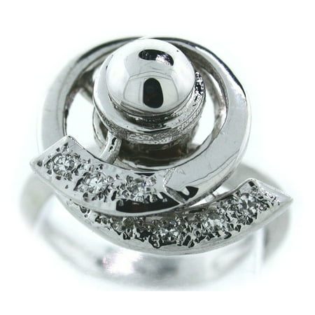 Two Swirls White Gold Motion Ring with Diamonds - FL865