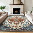 thumbnail image 2 of Garvee Boho Area Rug 8x10ft Vintage Persian Floral Distressed Rug, Non-Slip Low Pile Oriental Carpet for Living Room Bedroom, Orange, 2 of 9