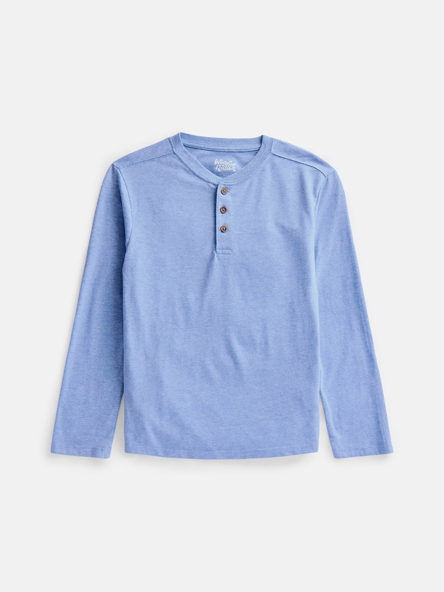 Wonder Nation Boys Henley Shirt with Long Sleeves, Sizes 4-18