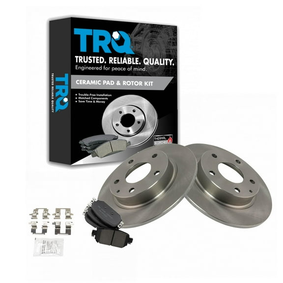 TRQ Rear Brake Pad & Rotor Kit Brake Pads Brake Rotor Ceramic Fits Select 2017-2018 Mazda 3 2019 CX-3