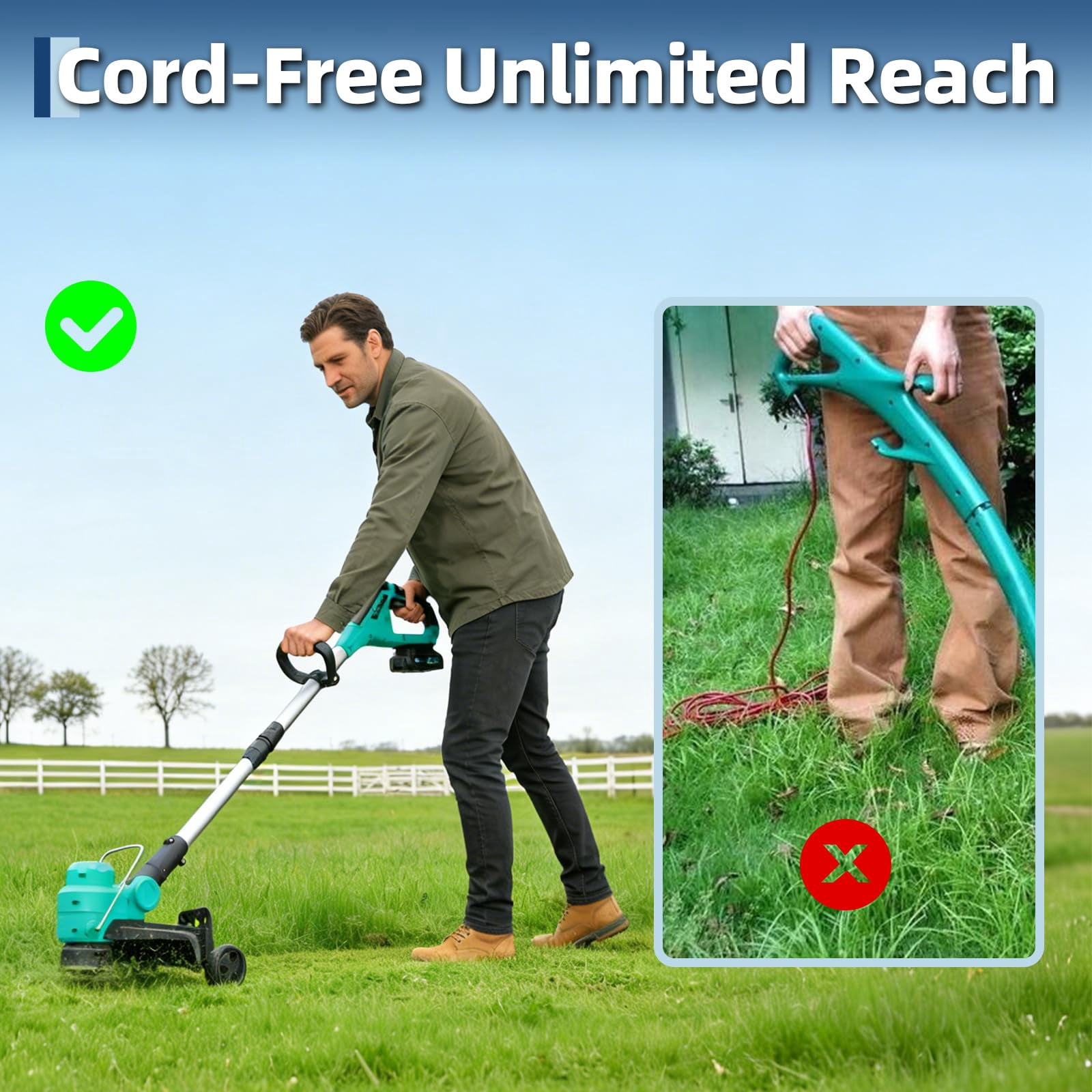 Cordless String Trimmer & Leaf Blower Combo 20V – 12" Auto Feed Weed Wacker with 550 CFM Airflow – 4×2.0Ah Batteries & Fast Chargers