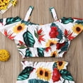 thumbnail image 3 of 2Pcs Summer Kids Toddler Baby Girls Off Shoulder Ruffles Shirt Crop Tops Floral Short Pants Outfits Clothes 1-6Years, 3 of 6
