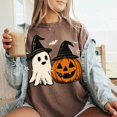 thumbnail image 4 of Ghost And Pumpkin Witch Hat Halloween T-Shirt, Spooky Season Graphic Tee, Retro Fall Comfort Colors Shirt, Vintage Pumpkin Ghost Apparel Gift - Espresso, S, 4 of 5