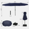 thumbnail image 2 of Senfot 15FT Extra Large Patio Umbrella with Base Double-Sided Market Umbrella Crank Handle UV Protected for Garden Backyard Poolside, 2 of 9