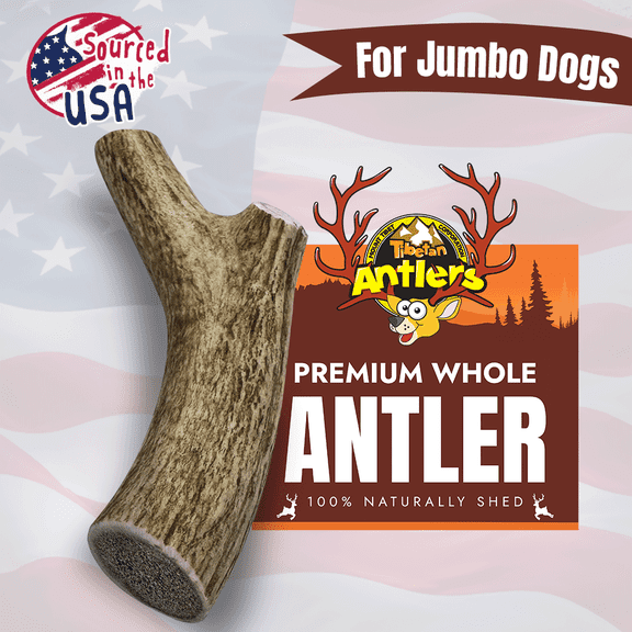 Tibetan Whole Antler Jumbo Pack, Elk Antler Dog Dental Chews, Natural and Healthy Dog Treats