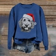 thumbnail image 5 of Fiaer Women's Christmas Sweatshirts Cute Printed Long Sleeve Xmas Pullover Crew Neck Baggy Plus Size Comfort Holiday Tops Dark Blue M, 5 of 5