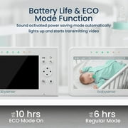 Babysense Split Screen Video Baby Monitor, 4.3 Display with 2 Ptz Cameras, Long Range, Night Light & Vision, Two-Way Talk, V43
