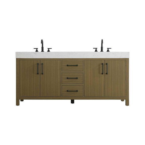 Elegant Kitchen and Bath 72 inch Double Bathroom Vanity In Chestnut Brown