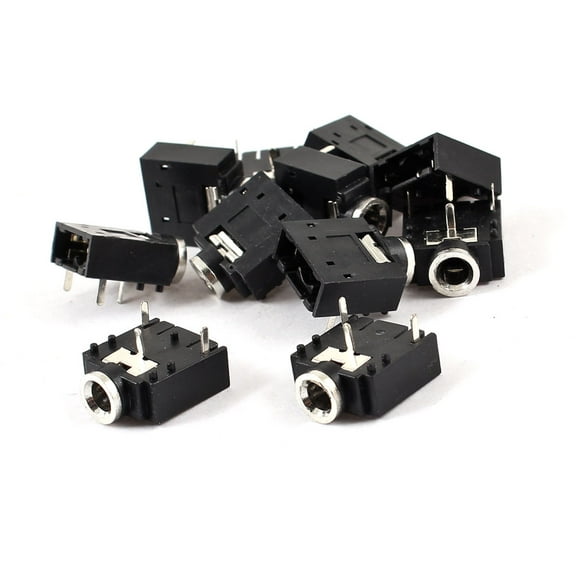 Unique Bargains Black 3 Pin 3.5mm Female Audio Stereo Jacks Socket 10 Pcs for Headphone Earphone