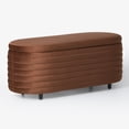 thumbnail image 2 of WestinTrends 42" Wide Mid-Century Modern Upholstered Velvet Tufted Oval Storage Ottoman Bench, Brown, 2 of 2
